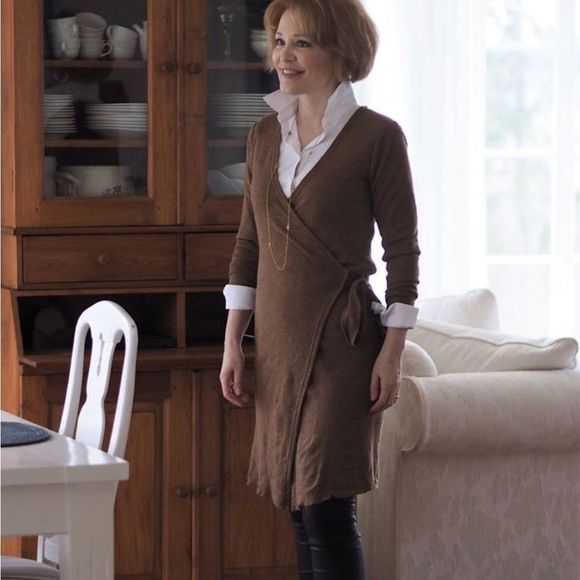 🐑By Basics🐑 Merino Wool Wrap Dress / Size L - Picture 1 of 9